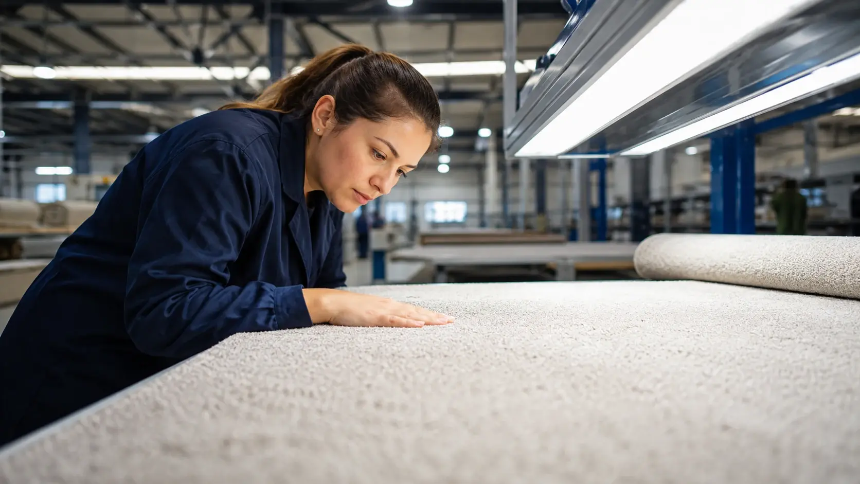 Quality control inspection of carpet under ISO 9001 standards