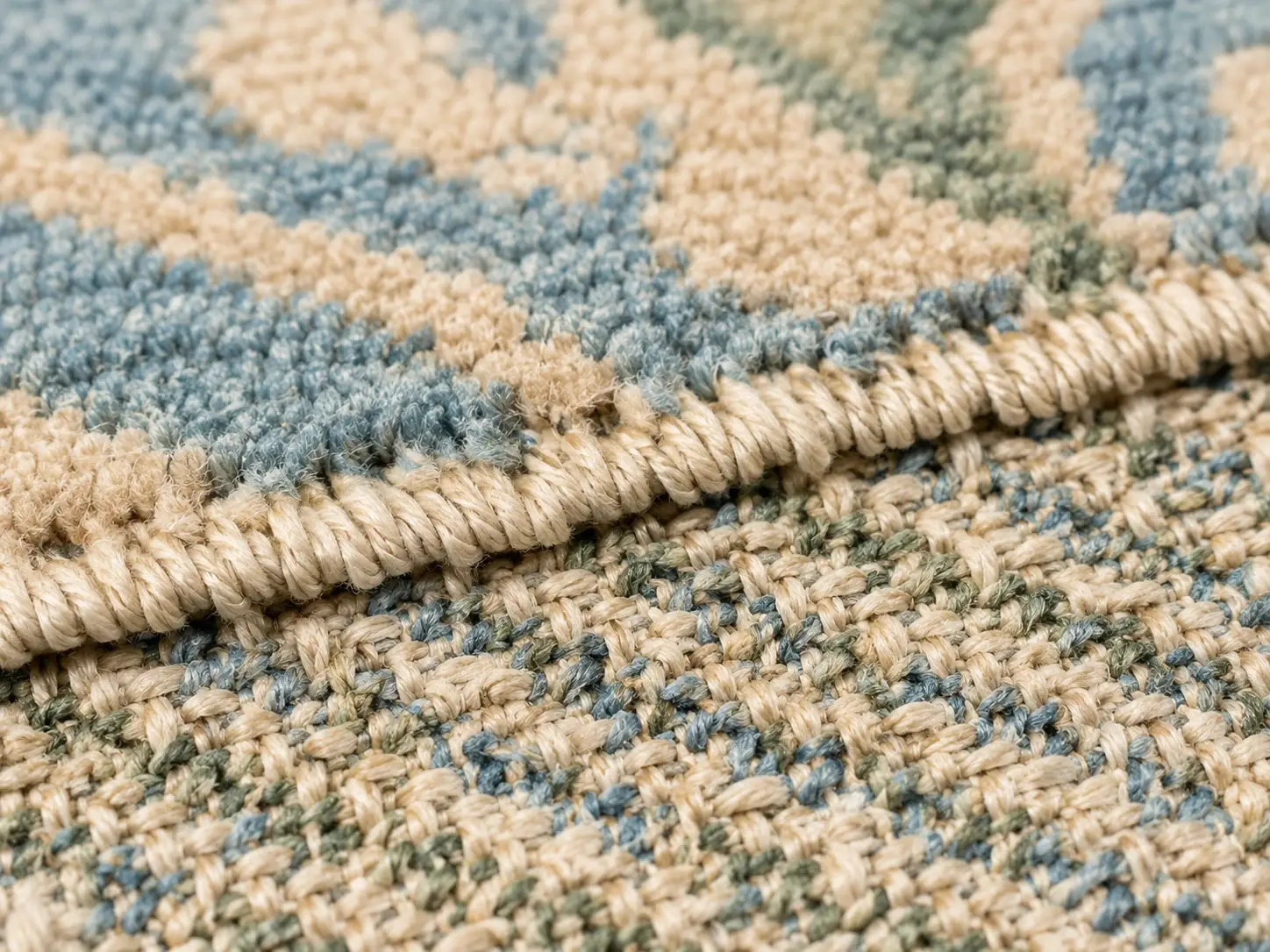 Woven Axminster carpet weave structure macro detail