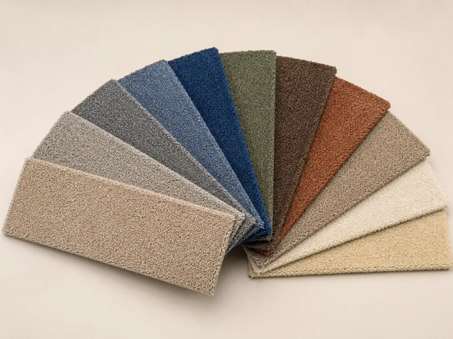 Axminster carpet colour swatches — up to 12 colours per design