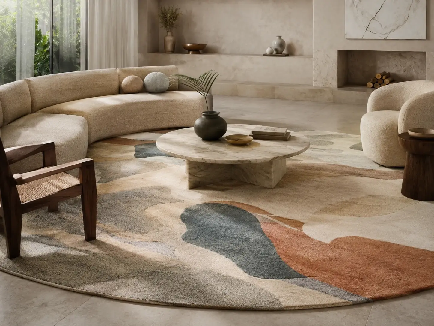 Hand tufted carpet — designer wool rug in luxury lounge